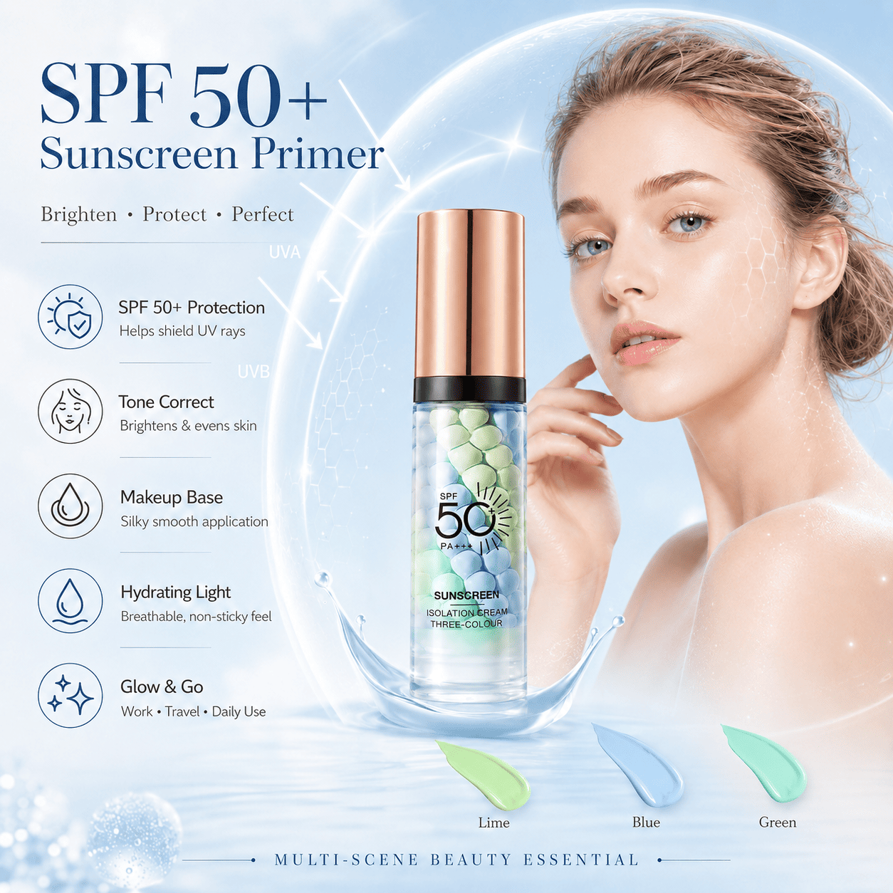 ☀️ SPF 50+ Sunscreen Primer – Glow & Protect ✨