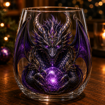 🐉✨ 3D Dragon GlassArt Cup I Luxury Raised FantasyGlassware for Whiskey, HomeBar Decor & Legendary Gifts 🎁