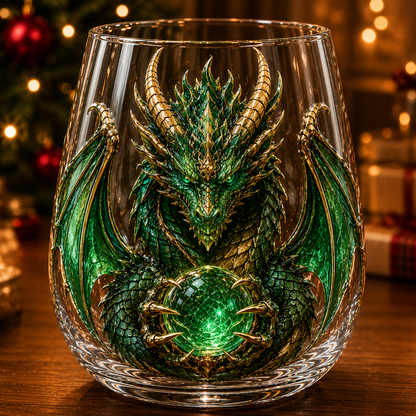 🐉✨ 3D Dragon GlassArt Cup I Luxury Raised FantasyGlassware for Whiskey, HomeBar Decor & Legendary Gifts 🎁