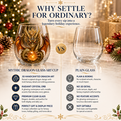 🐉✨ 3D Dragon GlassArt Cup I Luxury Raised FantasyGlassware for Whiskey, HomeBar Decor & Legendary Gifts 🎁