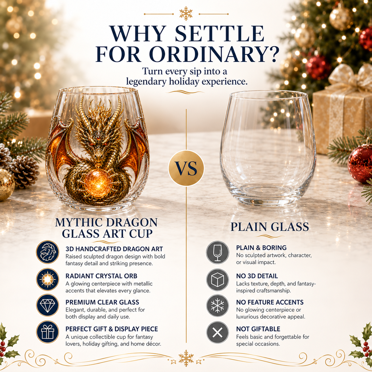 🐉✨ 3D Dragon GlassArt Cup I Luxury Raised FantasyGlassware for Whiskey, HomeBar Decor & Legendary Gifts 🎁