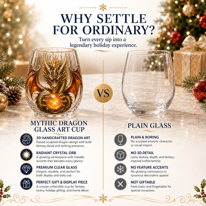 🐉✨ 3D Dragon GlassArt Cup I Luxury Raised FantasyGlassware for Whiskey, HomeBar Decor & Legendary Gifts 🎁