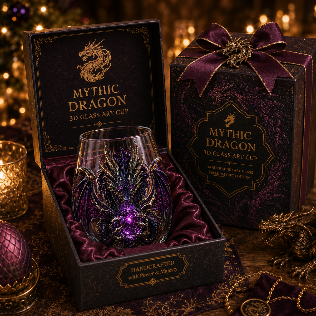 🐉✨ 3D Dragon GlassArt Cup I Luxury Raised FantasyGlassware for Whiskey, HomeBar Decor & Legendary Gifts 🎁