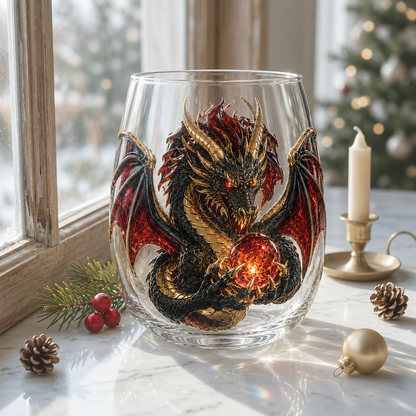 🐉✨ 3D Dragon GlassArt Cup I Luxury Raised FantasyGlassware for Whiskey, HomeBar Decor & Legendary Gifts 🎁