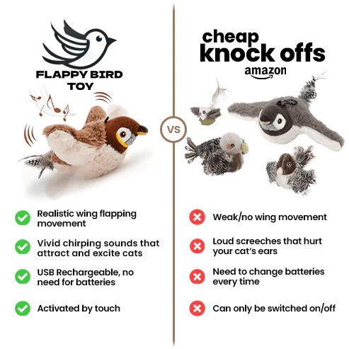 🐦🐱 Flappy Bird Cat Toy – Funny Interactive Flapping Bird Toy for Cats, Realistic Flapping Wings & Engaging Movement, Interactive Teaser Toy to Keep Cats Chasing, Pouncing & Playing, Fun Indoor Pet Toy for Kittens & Adult Cats 😂🐾