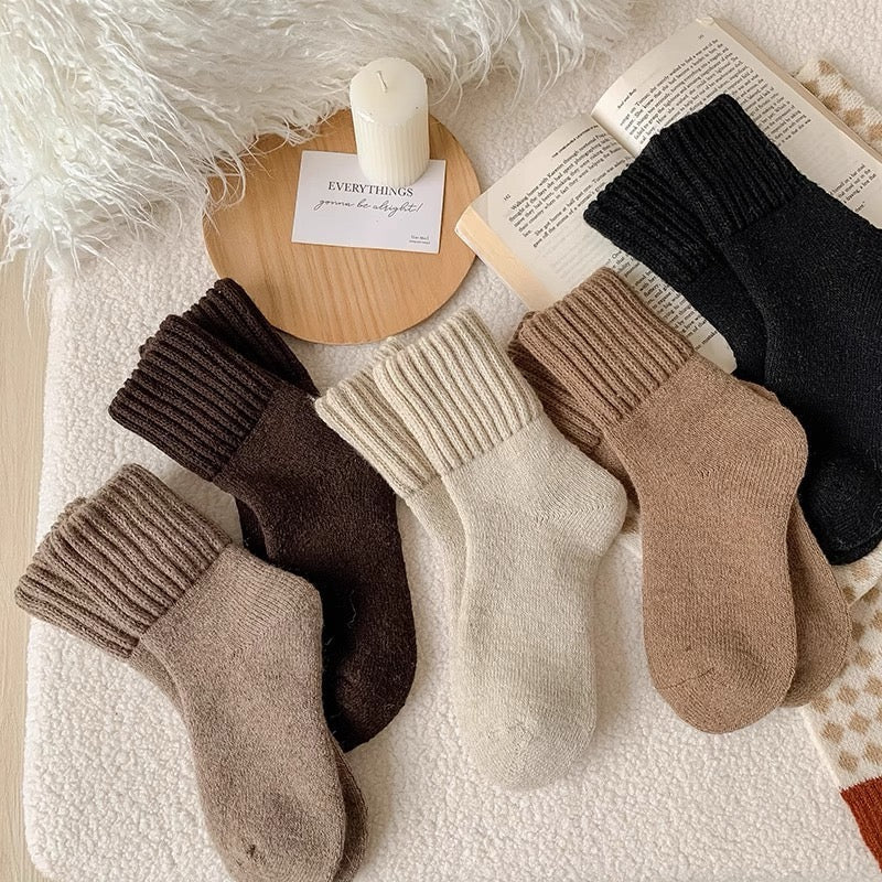 Fleece-lined, thickened French terry socks