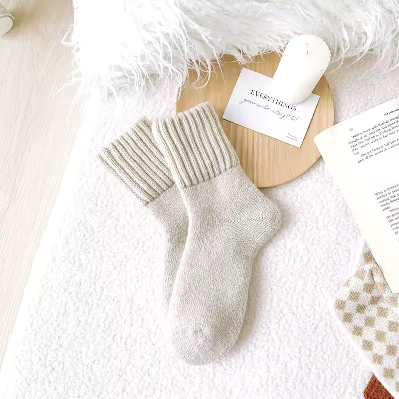 Fleece-lined, thickened French terry socks
