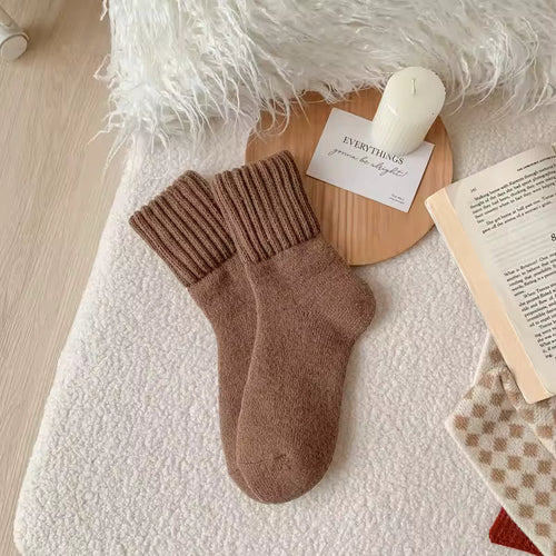 Fleece-lined, thickened French terry socks