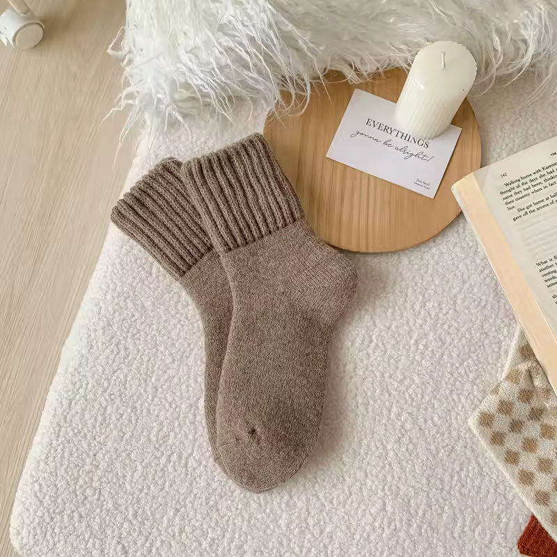 Fleece-lined, thickened French terry socks
