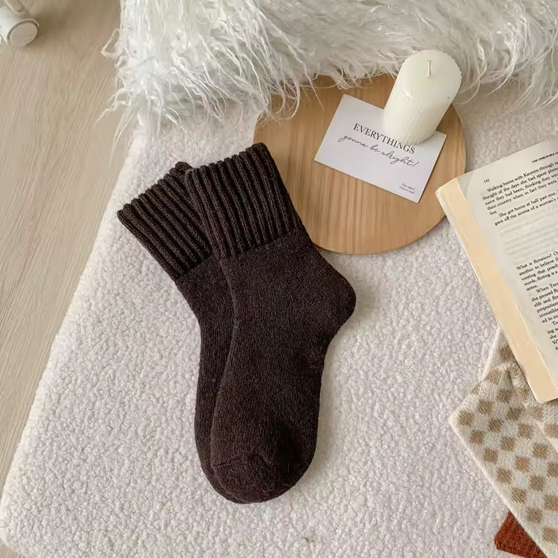 Fleece-lined, thickened French terry socks