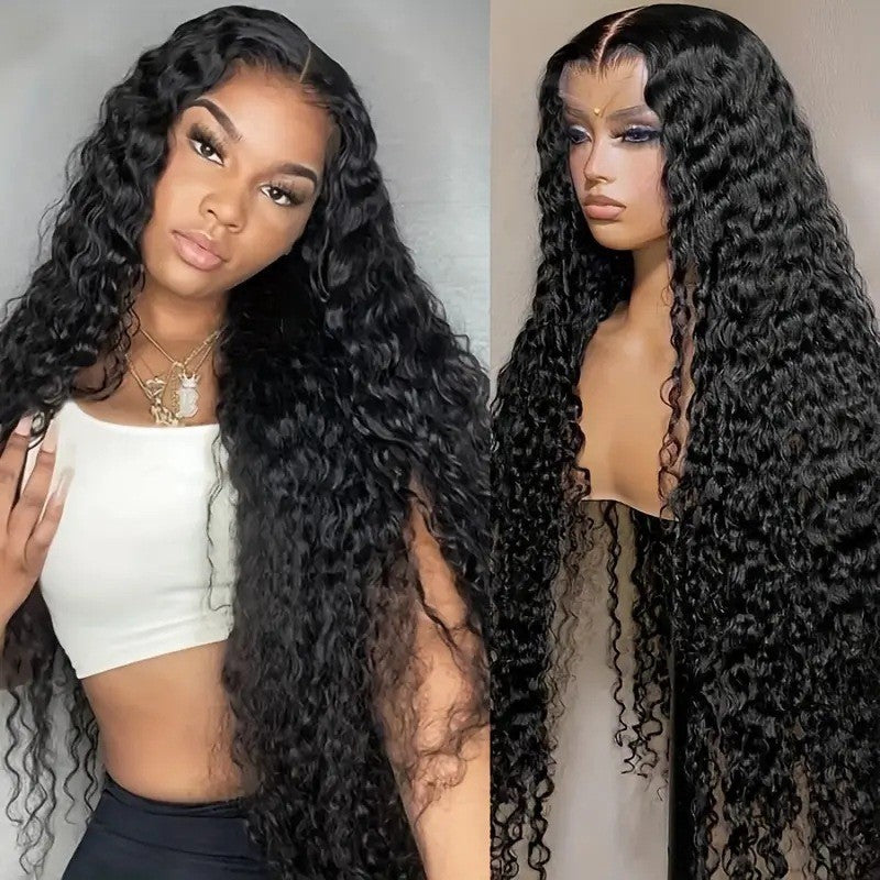 Deep Wave Lace Frontal Human Hair Wig – Natural-Looking with Pre-Plucked Hairline