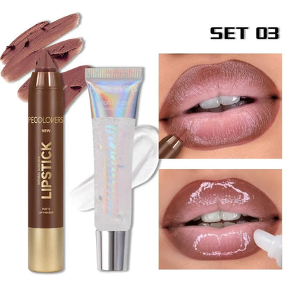 Hydrating Lip Liner & Gloss Set 💄 Long-Lasting Moisturizing Lip Contour Kit for Plump, Glossy Lips ✨