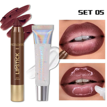 Hydrating Lip Liner & Gloss Set 💄 Long-Lasting Moisturizing Lip Contour Kit for Plump, Glossy Lips ✨