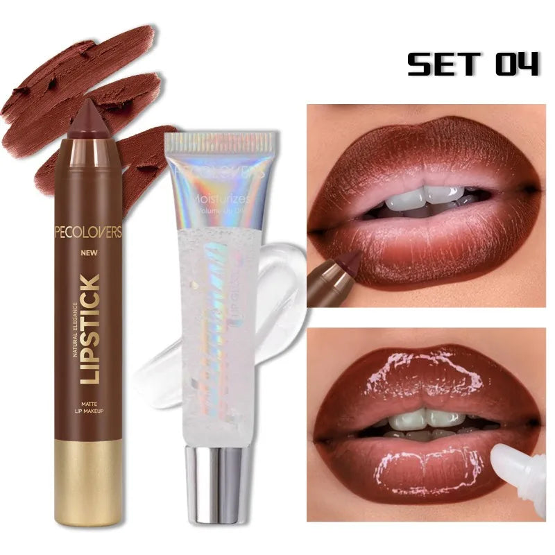 Hydrating Lip Liner & Gloss Set 💄 Long-Lasting Moisturizing Lip Contour Kit for Plump, Glossy Lips ✨