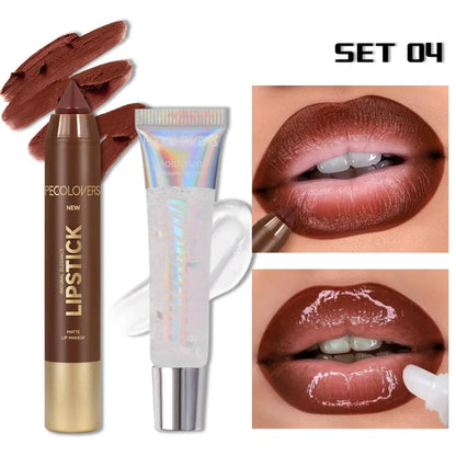 Hydrating Lip Liner & Gloss Set 💄 Long-Lasting Moisturizing Lip Contour Kit for Plump, Glossy Lips ✨
