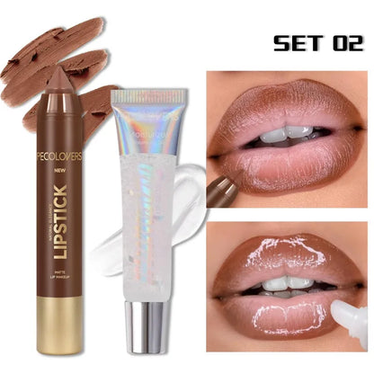 Hydrating Lip Liner & Gloss Set 💄 Long-Lasting Moisturizing Lip Contour Kit for Plump, Glossy Lips ✨