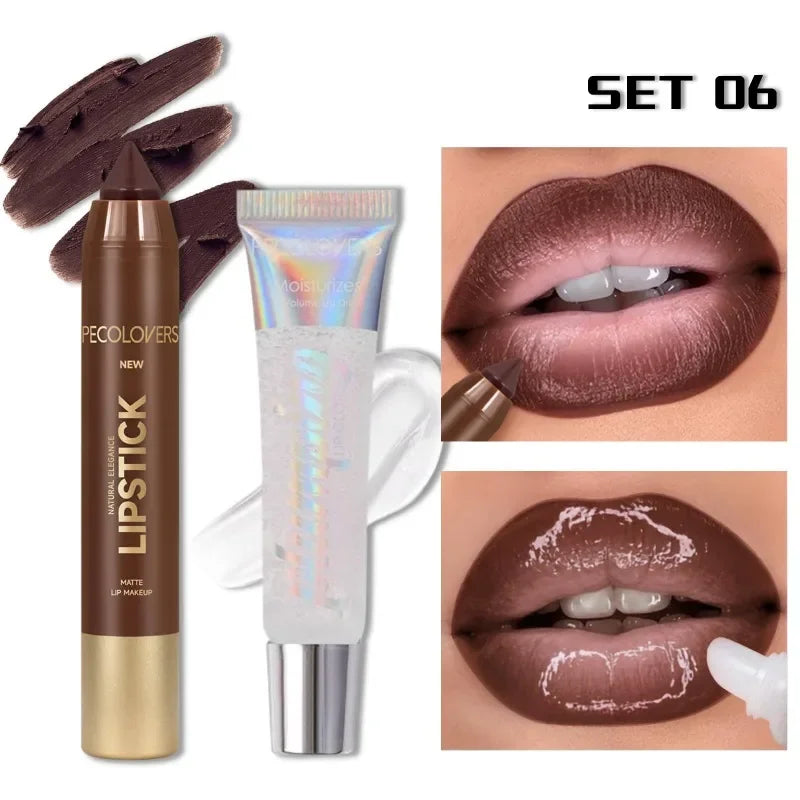 Hydrating Lip Liner & Gloss Set 💄 Long-Lasting Moisturizing Lip Contour Kit for Plump, Glossy Lips ✨