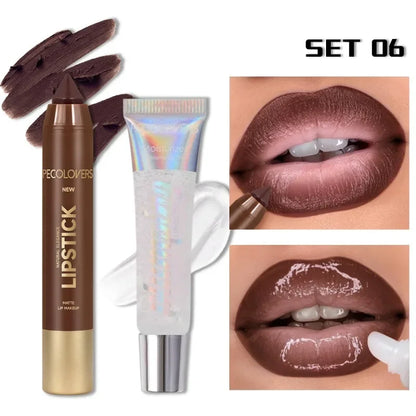 Hydrating Lip Liner & Gloss Set 💄 Long-Lasting Moisturizing Lip Contour Kit for Plump, Glossy Lips ✨