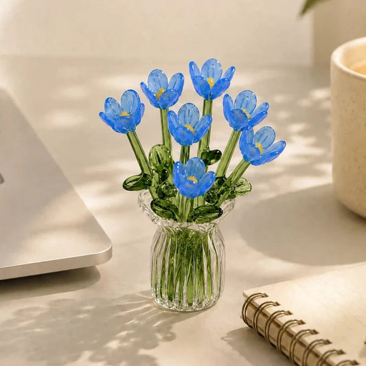 💐 Tiny Glass Flowers – Miniature Floral Vase Set | Colorful Forever Blooms