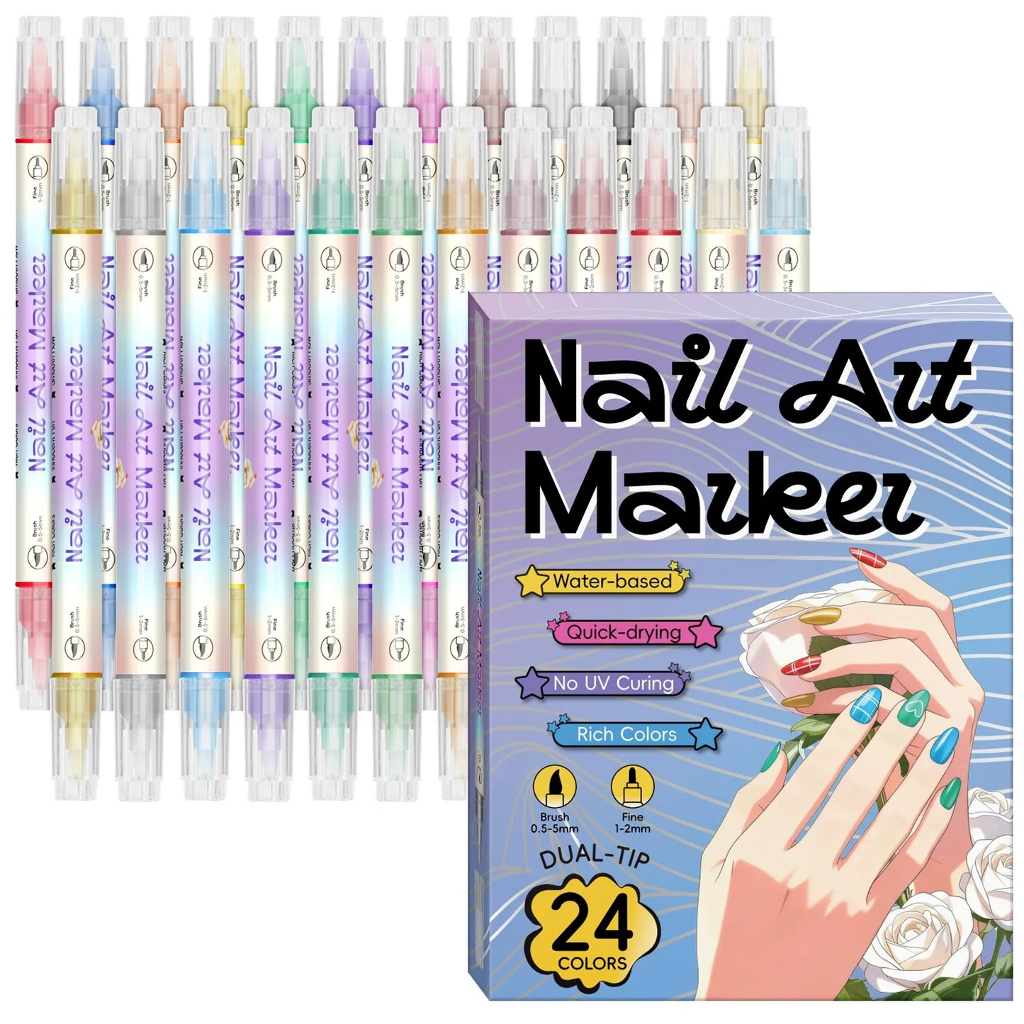 12/24 Colors Nail Art Pens – DIY 3D Markers for Drawing, Dotting & Manicure