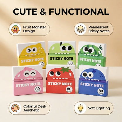 Cute Fruit Monster Pop-Up Sticky Notes