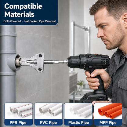 Drill-Powered Pipe & Thread Removal Tool