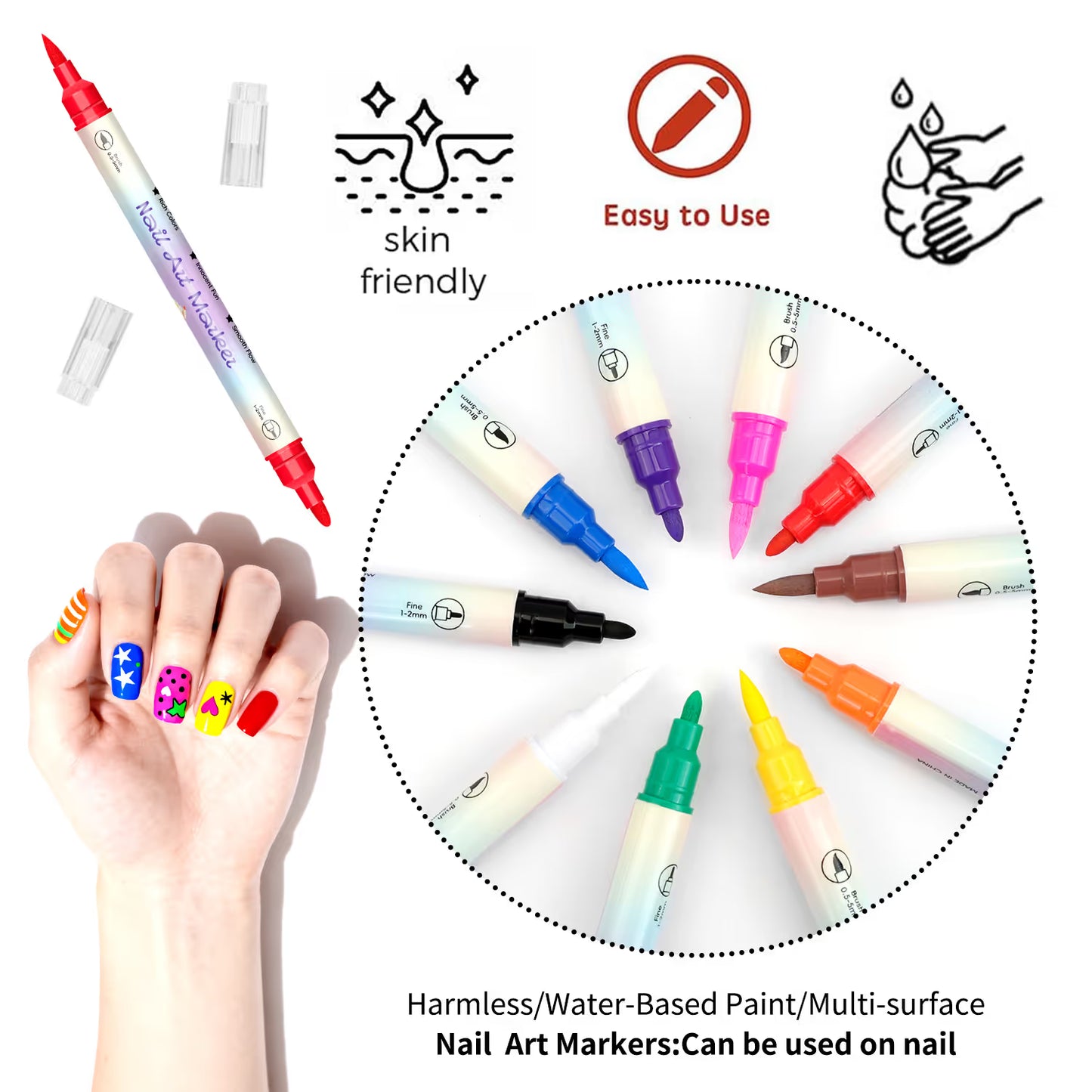 12/24 Colors Nail Art Pens – DIY 3D Markers for Drawing, Dotting & Manicure