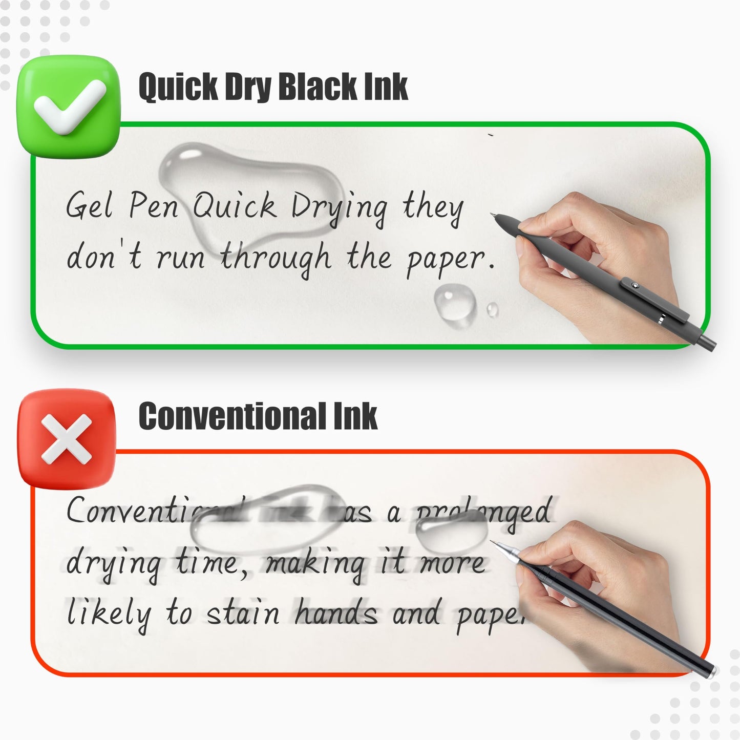 🔥Black Gel Pens, 6Pcs 0.5mm Gel Pens Fine Point, Quick Dry Retractable Gel Pen Set, Smooth Writing Pens for Office Work, Note Taking, Black Ink Pens for Men Women(Black)