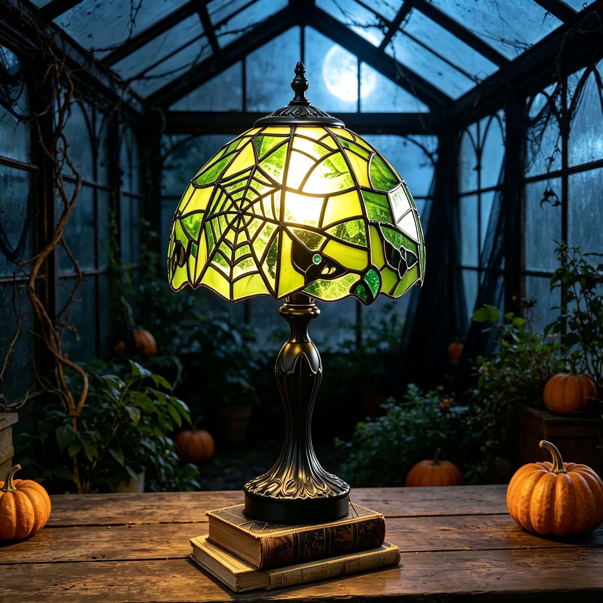 2026 New Halloween Glass Spiderweb Lamp