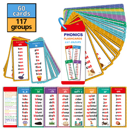 🔥Phonics Word Cards 117 Sound Groups 900+ Rhyming Words Preschool English Discovery Joy