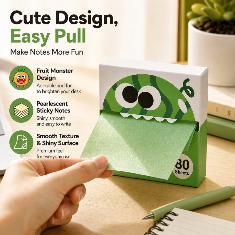 Cute Fruit Monster Pop-Up Sticky Notes