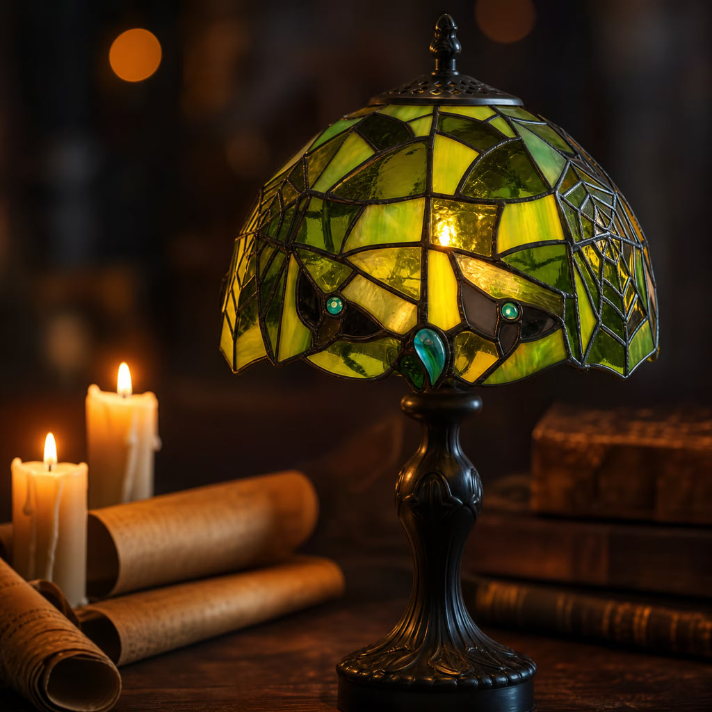 2026 New Halloween Glass Spiderweb Lamp