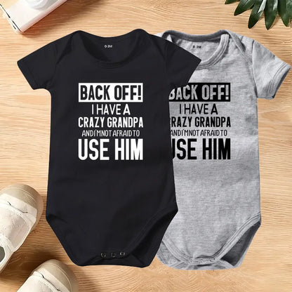 🔥Hot Sale🌟👶 "Back Off! I Have a Crazy Grandpa" Cute Cotton Baby Bodysuit
