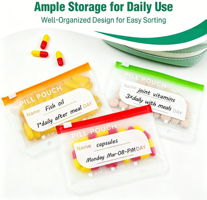 💊Limited Time Offer ! A8 Waterproof 14 Color-Coded Pill Pouches Organizer – Portable Binder-Style Weekly Travel Medicine Storage Case for Pills, Vitamins & Supplements