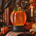 🎉Orange Fall Pumpkin Lighted Glitter Swirl Water Globe