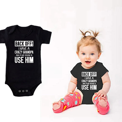 🔥Hot Sale🌟👶 "Back Off! I Have a Crazy Grandpa" Cute Cotton Baby Bodysuit