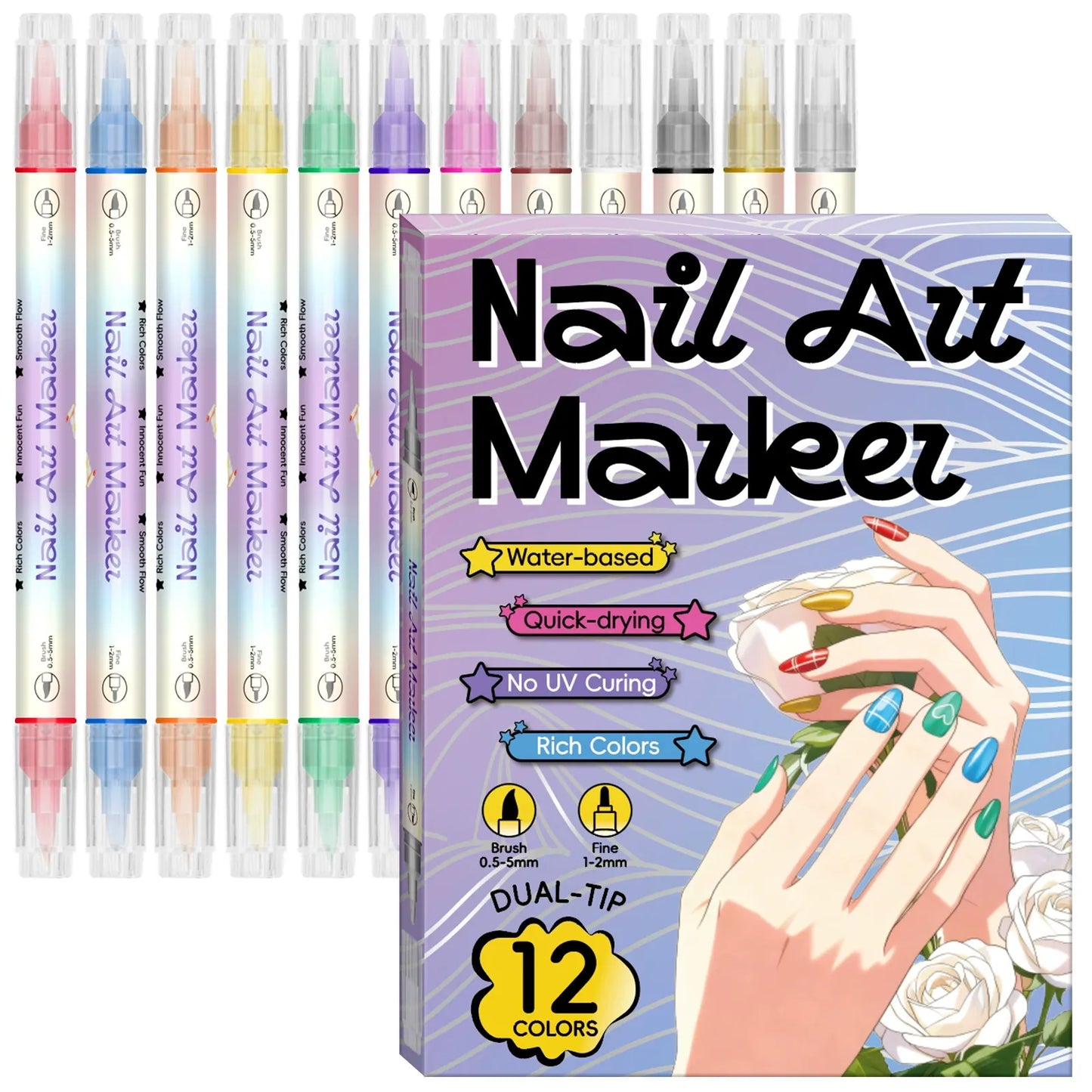 12/24 Colors Nail Art Pens – DIY 3D Markers for Drawing, Dotting & Manicure