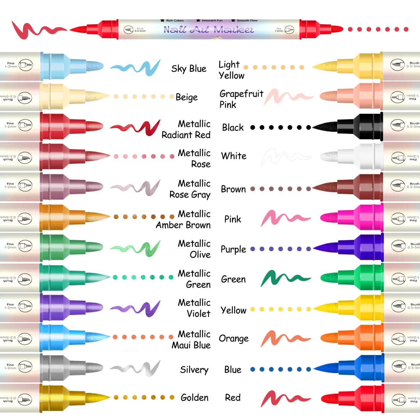 12/24 Colors Nail Art Pens – DIY 3D Markers for Drawing, Dotting & Manicure