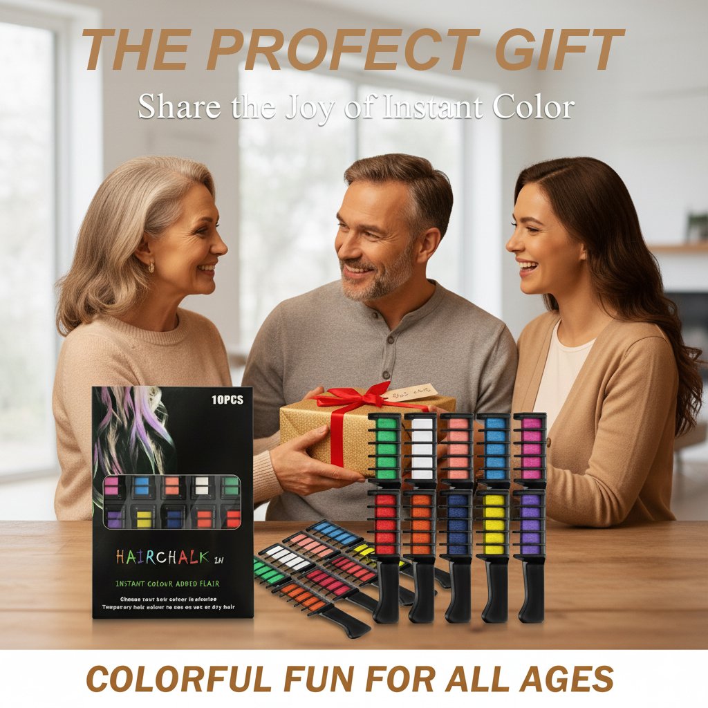 ✨Instant Washable Hair Chalk Comb Set - Mess-Free Temporary Hair Color for Kids & Parties🎆