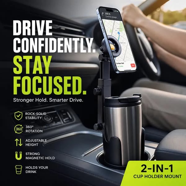 ⭐2026 New Arrival💥HOT SALE🥳🧲Car Cup Holder Phone Mount – 360° Adjustable, Strong N52 Magnet, One-Hand Operation, Fits All Phones, Stable Magnetic & Clamp Models for Safe Driving