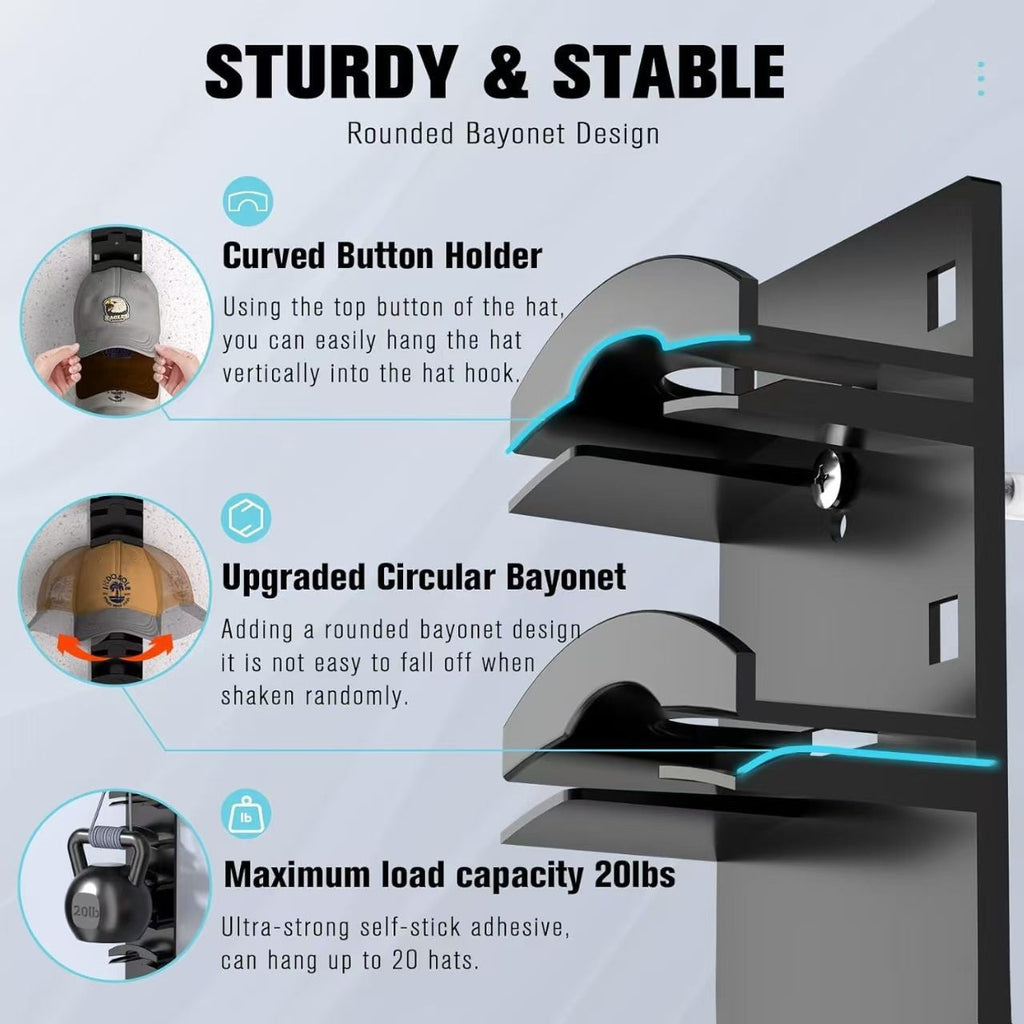 🔥 Hot Sell -Baseball Cap Storage Rack Wall 🔥- Easy Install Wall Hat Rack