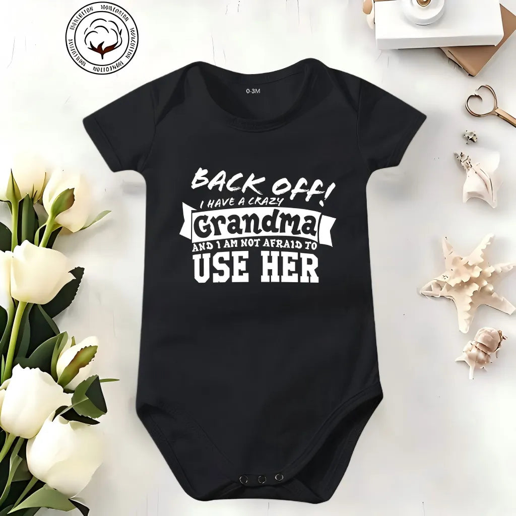 🔥Hot Sale🌟👶 "Back Off! I Have a Crazy Grandpa" Cute Cotton Baby Bodysuit
