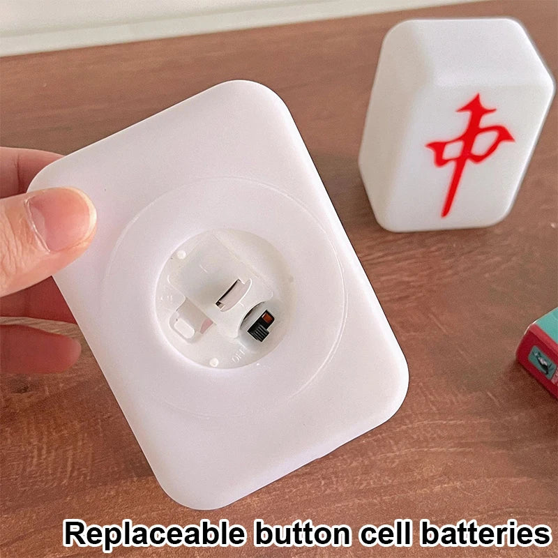 Cute Mahjong LED Night Light 🀄️ Aesthetic Room Decor & Creative Ambient Lamp ✨ Kawaii Silicone Bedside Light, Unique Novelty Gift for Game Lovers 🎁