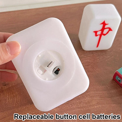 Cute Mahjong LED Night Light 🀄️ Aesthetic Room Decor & Creative Ambient Lamp ✨ Kawaii Silicone Bedside Light, Unique Novelty Gift for Game Lovers 🎁