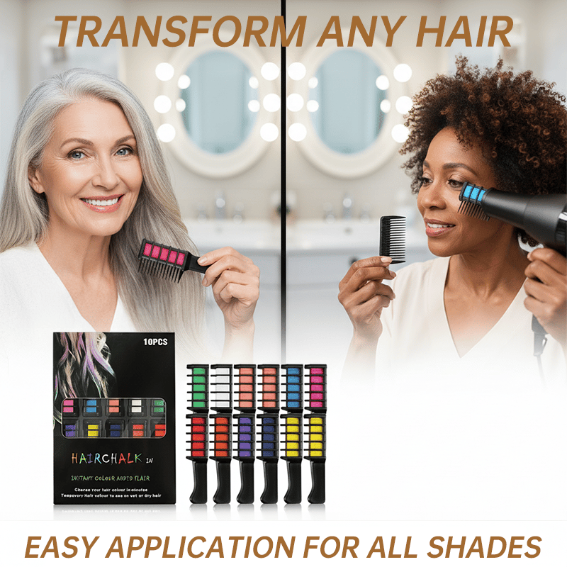 ✨Instant Washable Hair Chalk Comb Set - Mess-Free Temporary Hair Color for Kids & Parties🎆