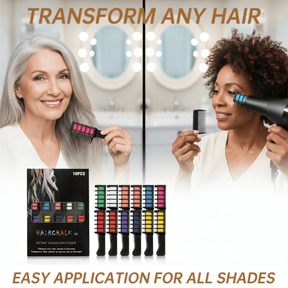 ✨Instant Washable Hair Chalk Comb Set - Mess-Free Temporary Hair Color for Kids & Parties🎆