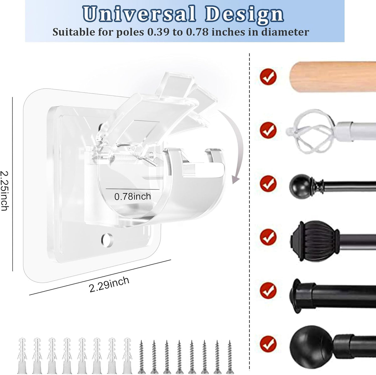 Drill-Free Curtain Rod Brackets