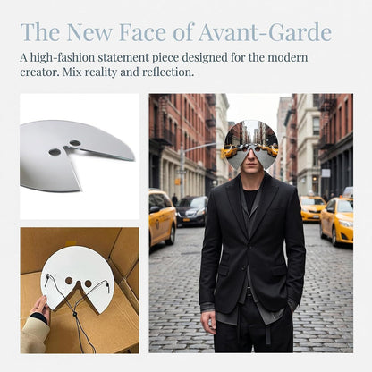 Futuristic Reflective Mirror Mask | Avant-Garde Head-Mounted Photo Prop & Party Headwear