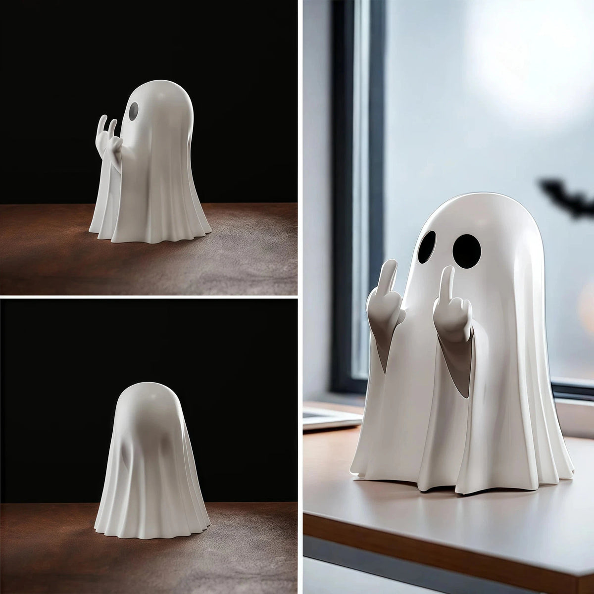 👻🎃Cute Middle Finger Ghost Statue, Small Halloween Decor for Home, Centerpiece