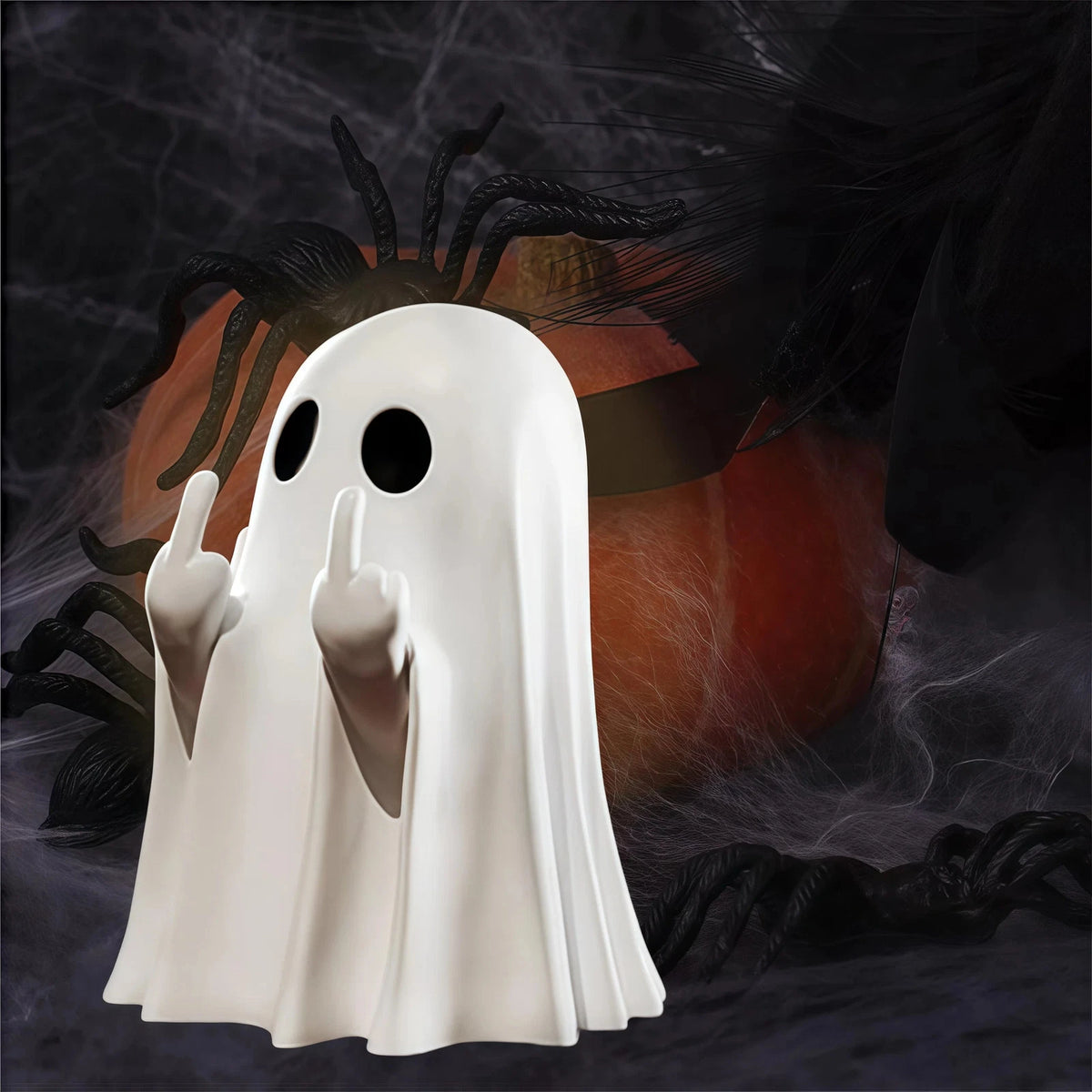 👻🎃Cute Middle Finger Ghost Statue, Small Halloween Decor for Home, Centerpiece